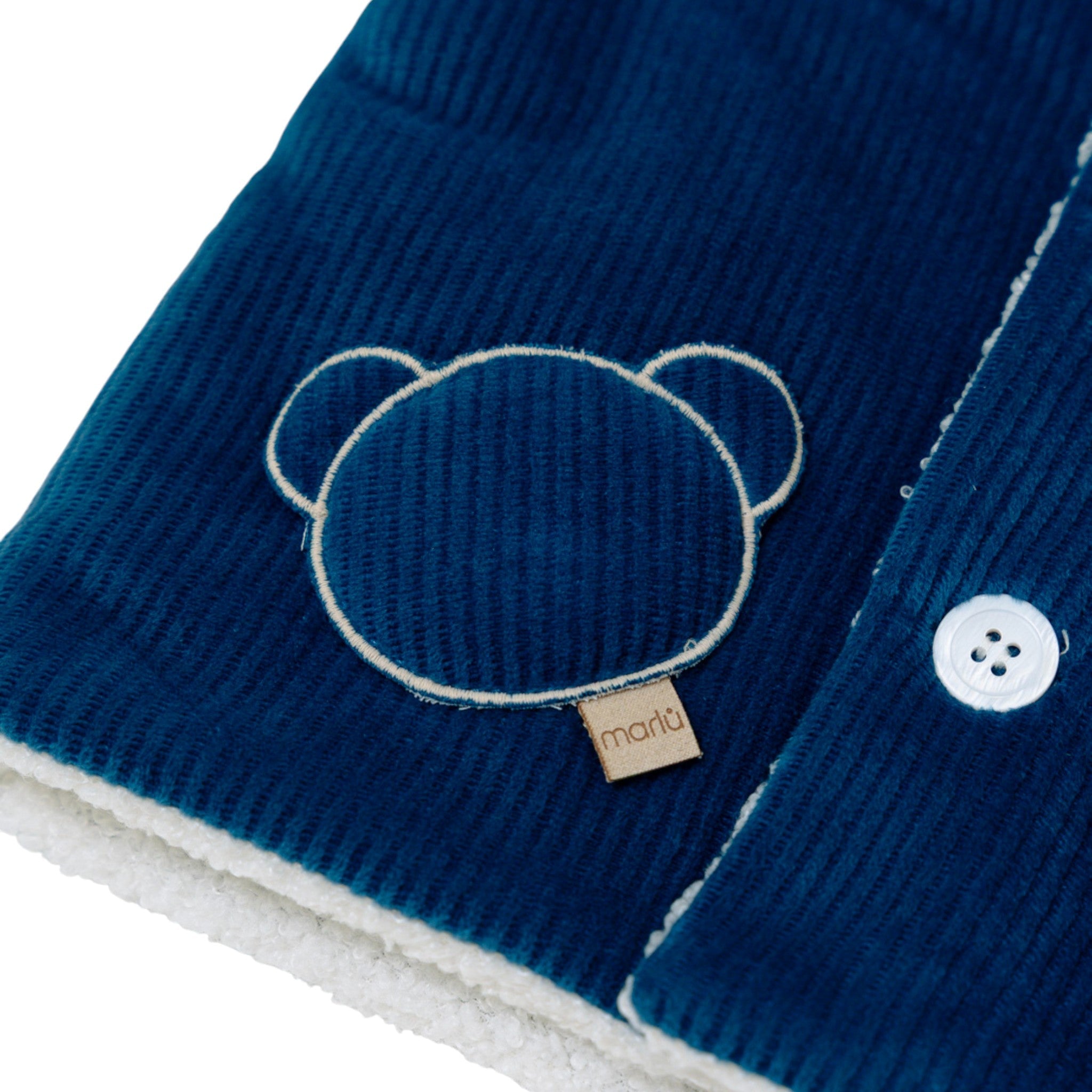 Cappottino Cappuccio Orsetto Bimbo Cotone 100% Zaffiro IN5940/Z corredino e abbigliamento neonato | NANU' BABY