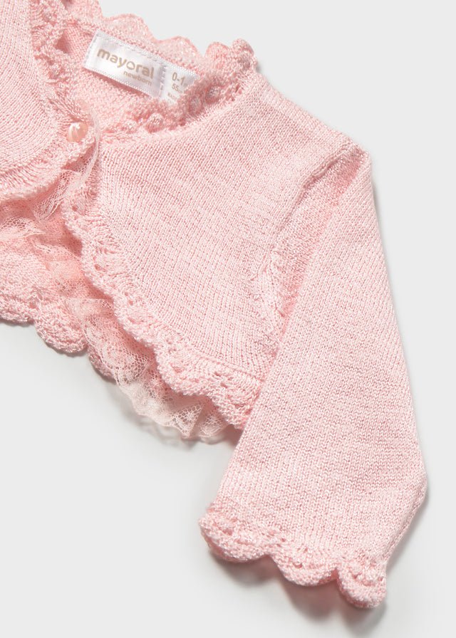 Cardigan Cotone Cerimonia Rosa 1301/54 corredino e abbigliamento neonato | NANU' BABY