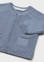 Cardigan Cotone Classico Azzurro 1393/AZ corredino e abbigliamento neonato | NANU' BABY