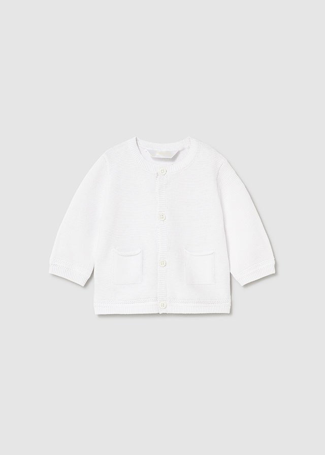 Cardigan Cotone Tricot Bianco 1303/63 corredino e abbigliamento neonato | NANU' BABY