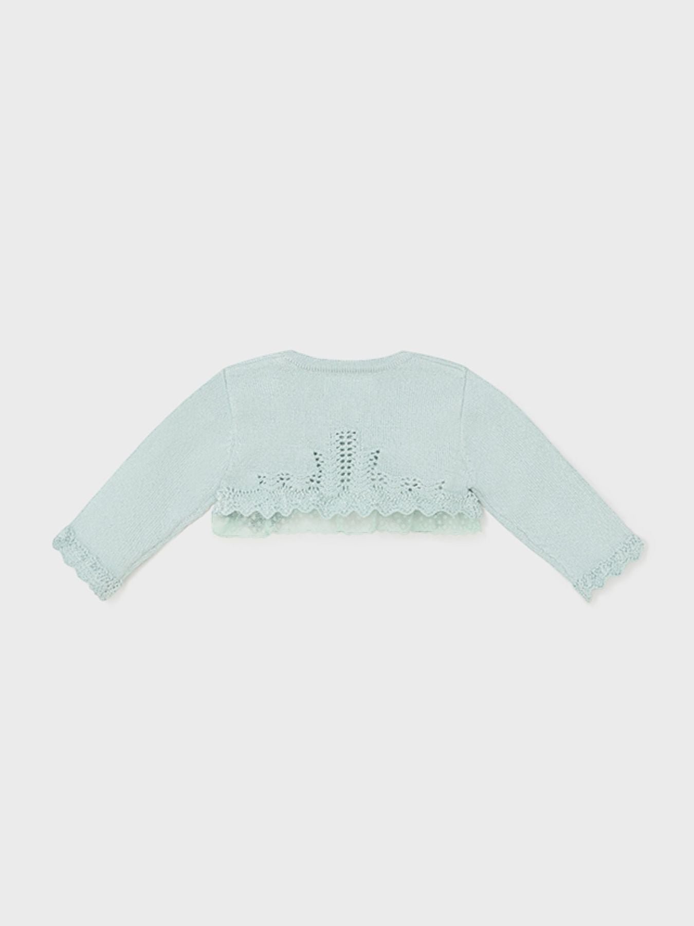 Cardigan Filo Cotone Pizzo Verde 1377/G corredino e abbigliamento neonato | NANU' BABY