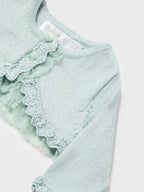 Cardigan Filo Cotone Pizzo Verde 1377/G corredino e abbigliamento neonato | NANU' BABY