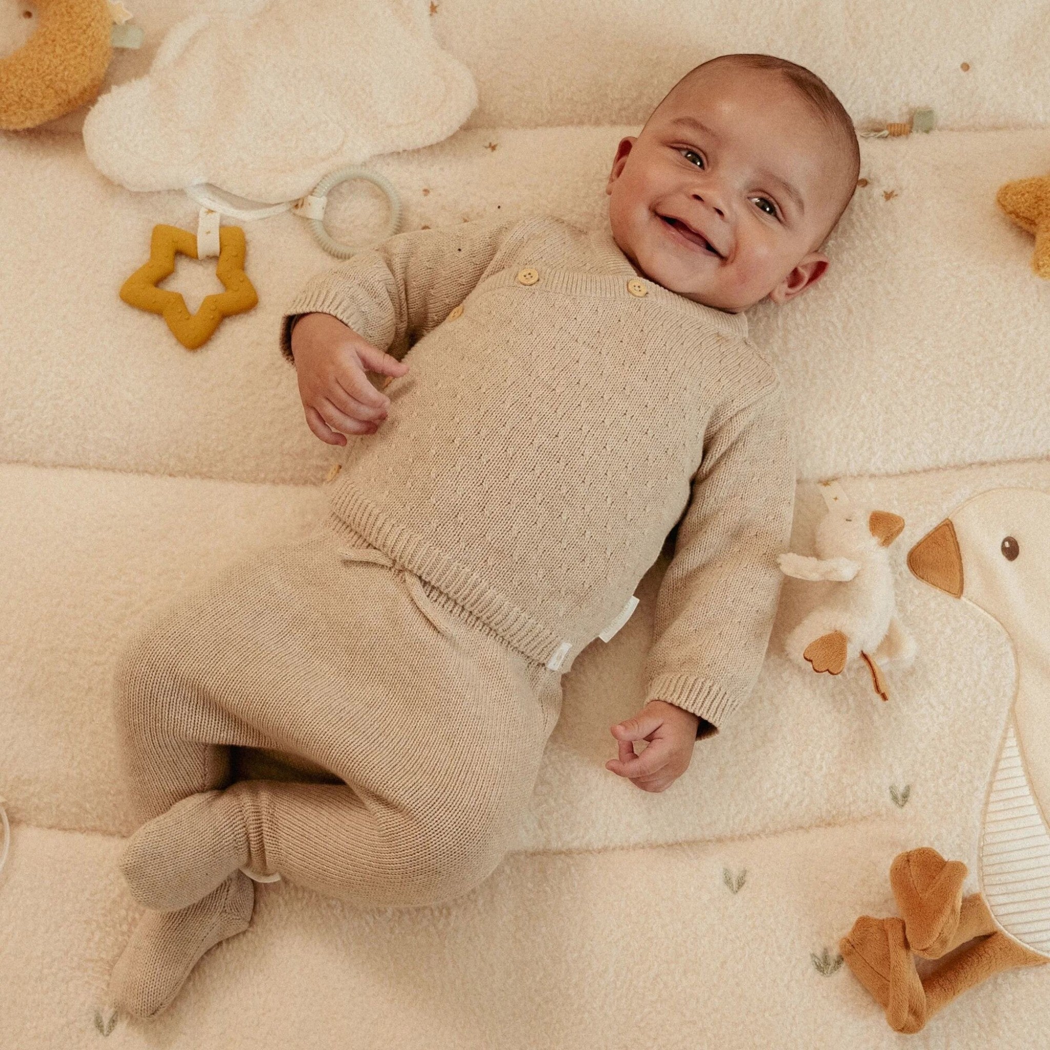 Cardigan in maglia Neonato Beige CL25292001 corredino e abbigliamento neonato | NANU' BABY
