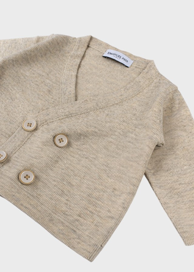 Cardigan Maglia Beige Incrociato ECA007I/B corredino e abbigliamento neonato | NANU' BABY