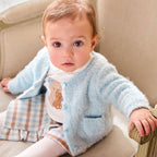 Cardigan Tricot Bouclé Taschine Bimba Bianco 3F707/3942 corredino e abbigliamento neonato | NANU' BABY
