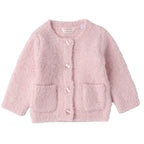 Cardigan Tricot Bouclé Taschine Bimba Rosa 3F707/2714 corredino e abbigliamento neonato | NANU' BABY