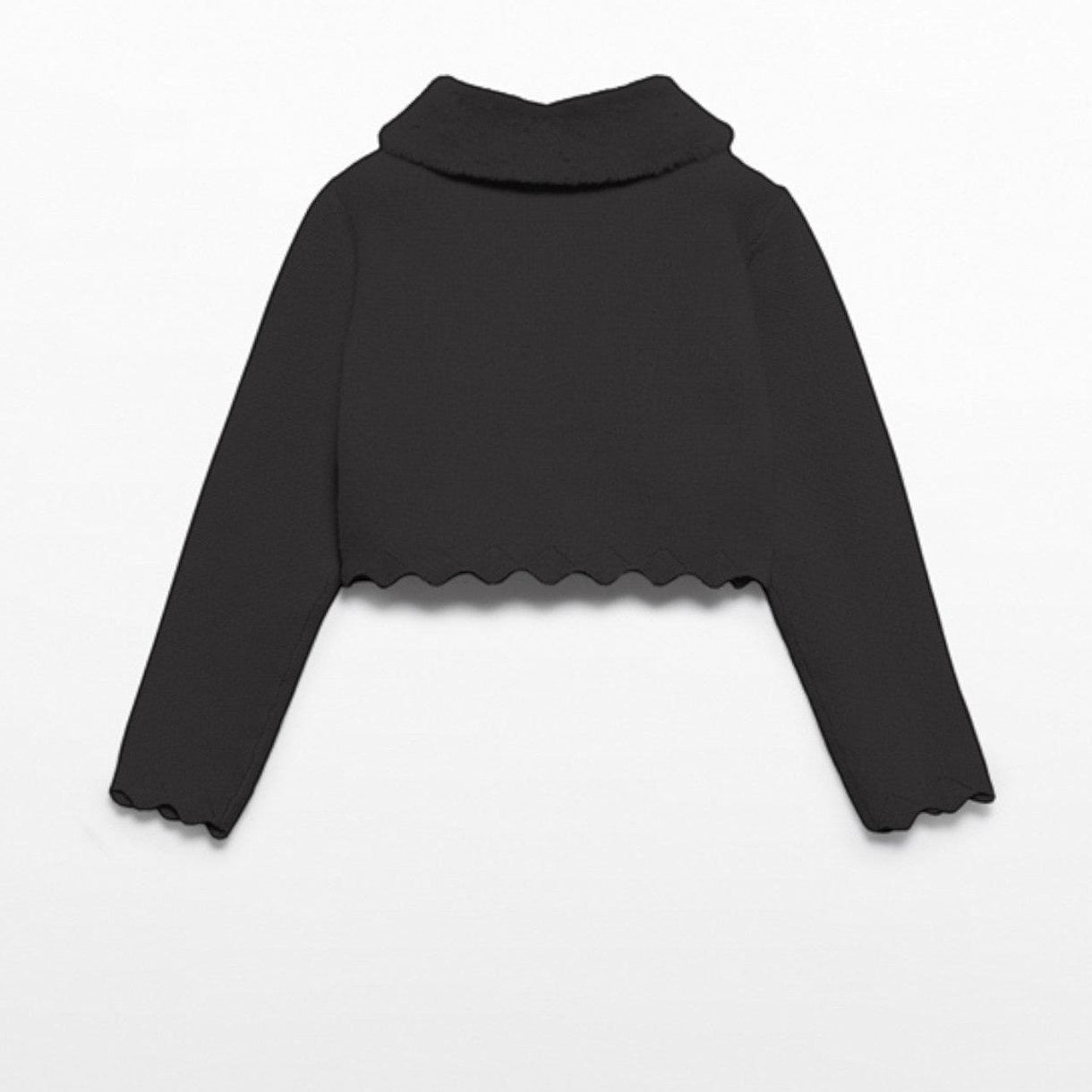Cardigan tricot colletto pell Bimba Nero 5834/80 corredino e abbigliamento neonato | NANU' BABY