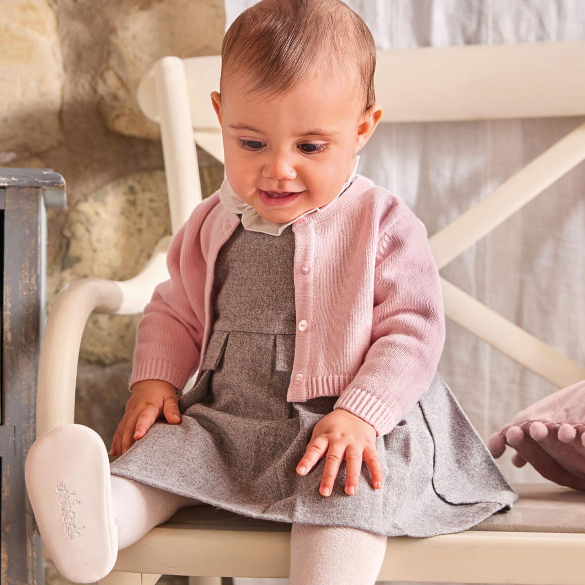 Cardigan Tricot Cotone Lana Bimba Rosa 3F703/2714 corredino e abbigliamento neonato | NANU' BABY