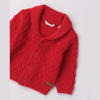 Cardigan Tricot Cotone Lana Bimbo Rosso 3F657/2253 corredino e abbigliamento neonato | NANU' BABY