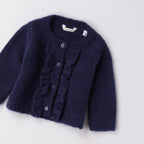 Cardigan Tricot Lurex Ruches Bimba Blu 3F706/3547 corredino e abbigliamento neonato | NANU' BABY