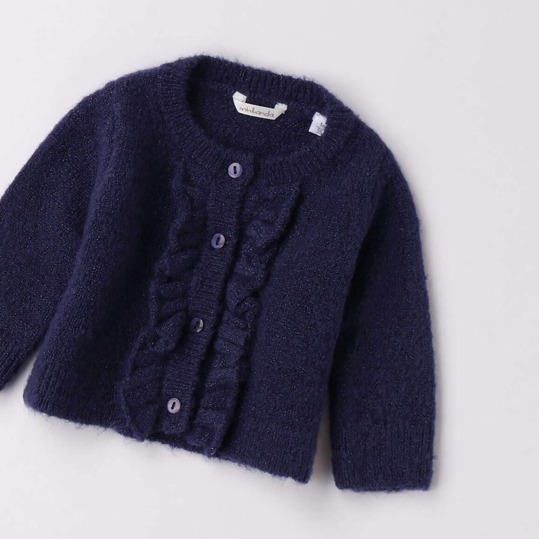 Cardigan Tricot Lurex Ruches Bimba Blu 3F706/3547 corredino e abbigliamento neonato | NANU' BABY