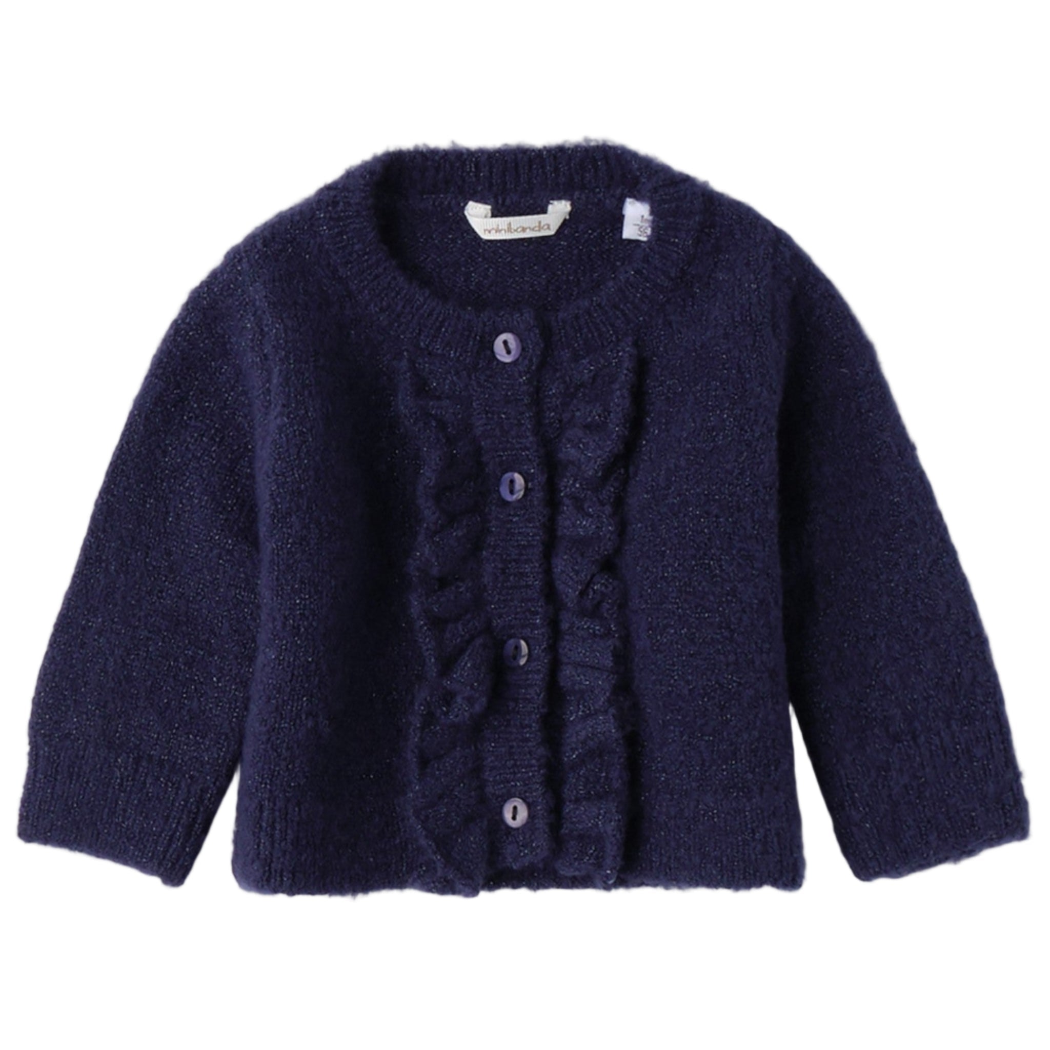 Cardigan Tricot Lurex Ruches Bimba Blu 3F706/3547 corredino e abbigliamento neonato | NANU' BABY