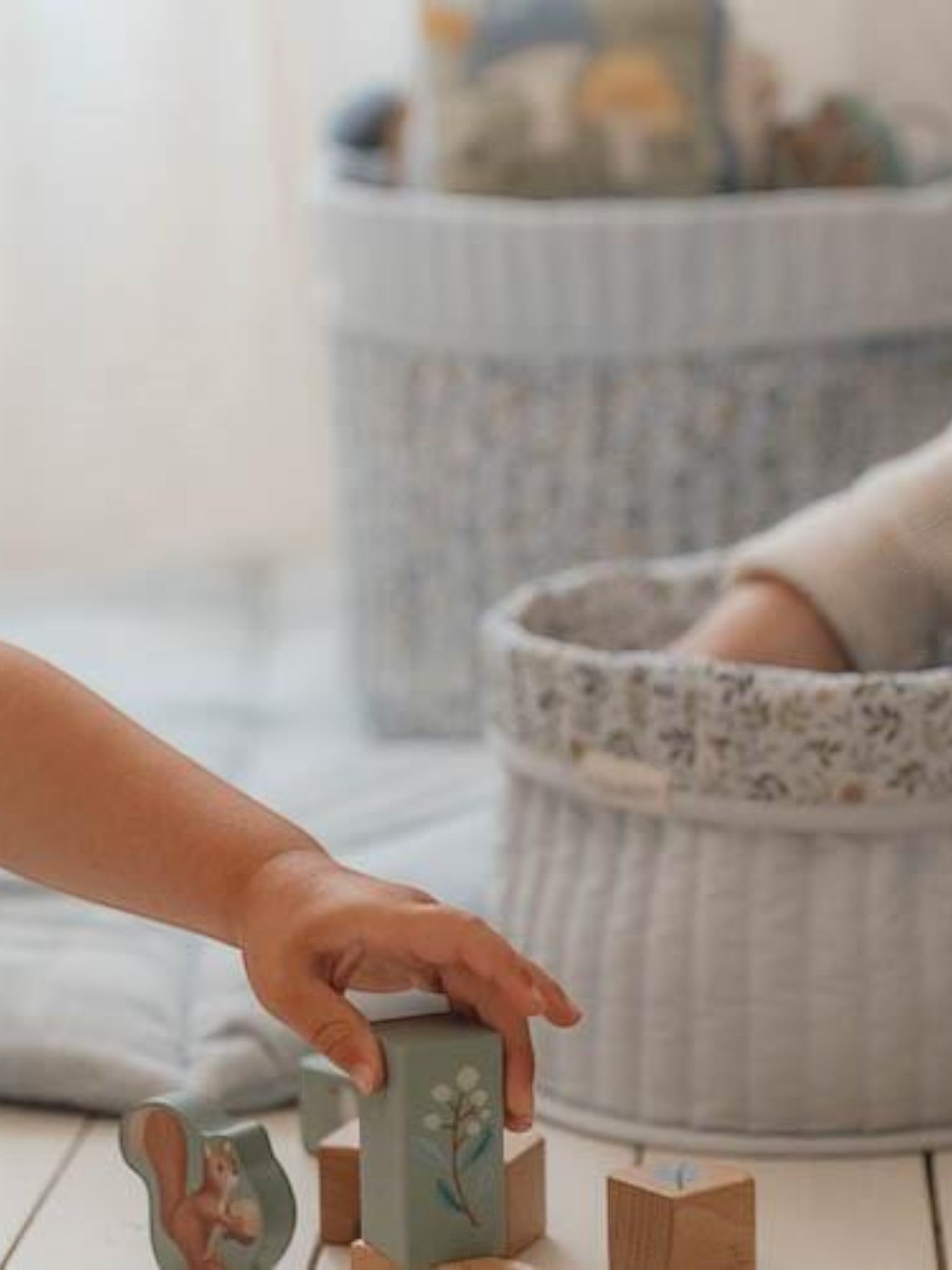 Cesto portaoggetti trapuntato grande - Amici della foresta BLU TE31044030 corredino e abbigliamento neonato | NANU' BABY