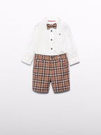 Compl. camicia bermuda quadri Bimbo CAMMELLO 5701/C corredino e abbigliamento neonato | NANU' BABY