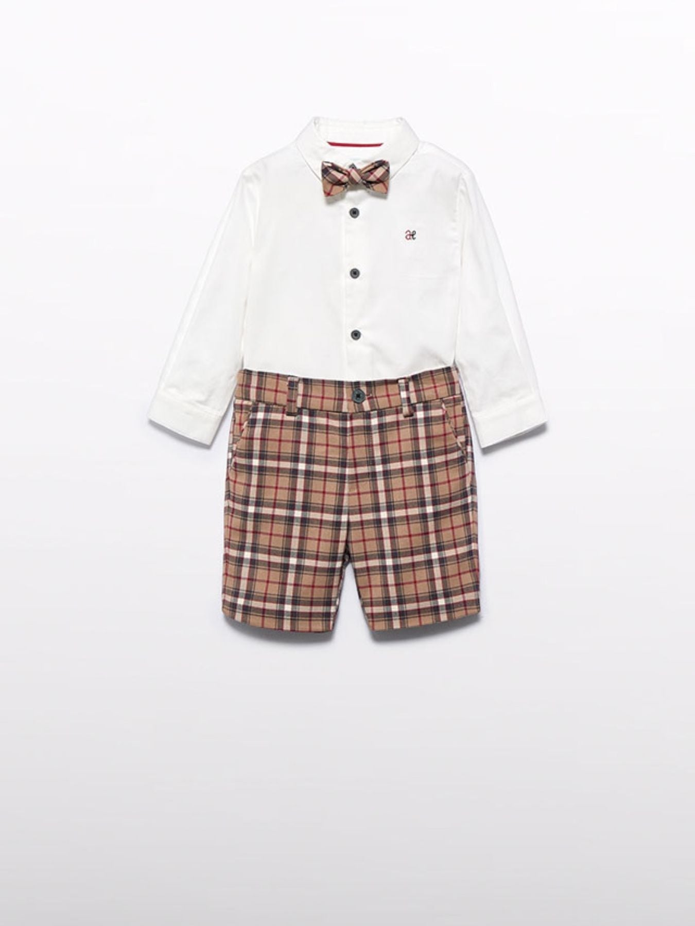 Compl. camicia bermuda quadri Bimbo CAMMELLO 5701/C corredino e abbigliamento neonato | NANU' BABY