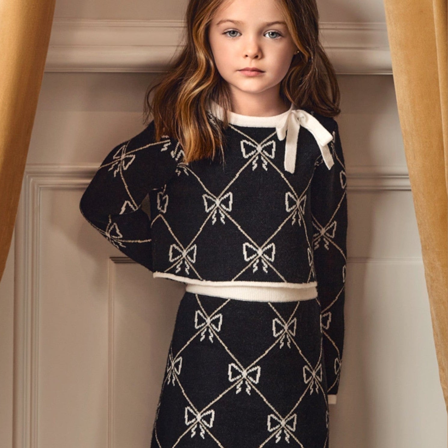 Compl. gonna tricot jacquard Bimba Nero 5538/8 corredino e abbigliamento neonato | NANU' BABY