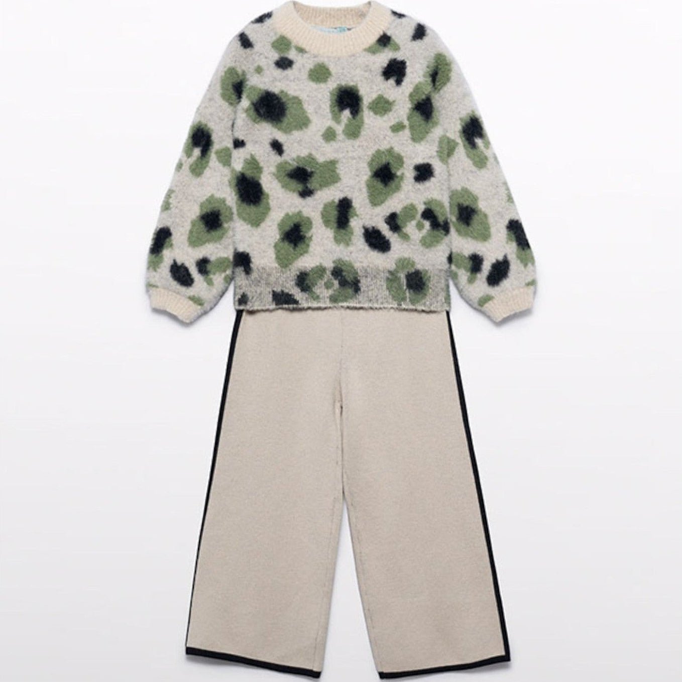 Compl. pantalone leopardo pel Bimba Nero 5733/1 corredino e abbigliamento neonato | NANU' BABY