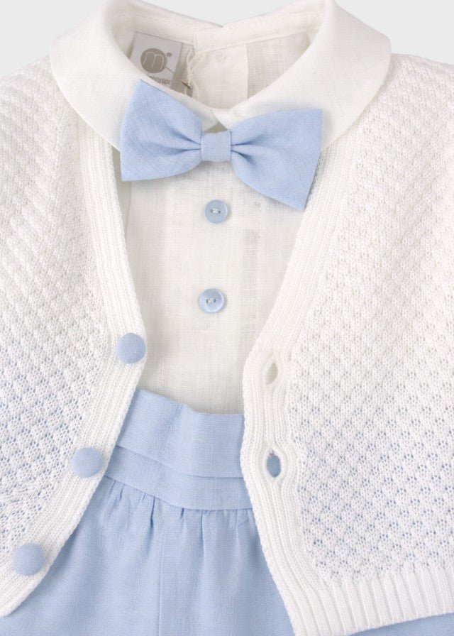 Completino Cerimonia Battesimo Cotone Bianco Cielo EV20960 corredino e abbigliamento neonato | NANU' BABY