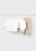 Completo 3 Pezzi Cotone Avorio 1507/85 corredino e abbigliamento neonato | NANU' BABY