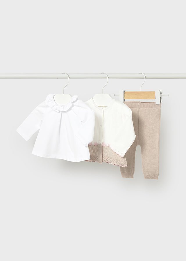 Completo 3 Pezzi Cotone Avorio 1507/85 corredino e abbigliamento neonato | NANU' BABY