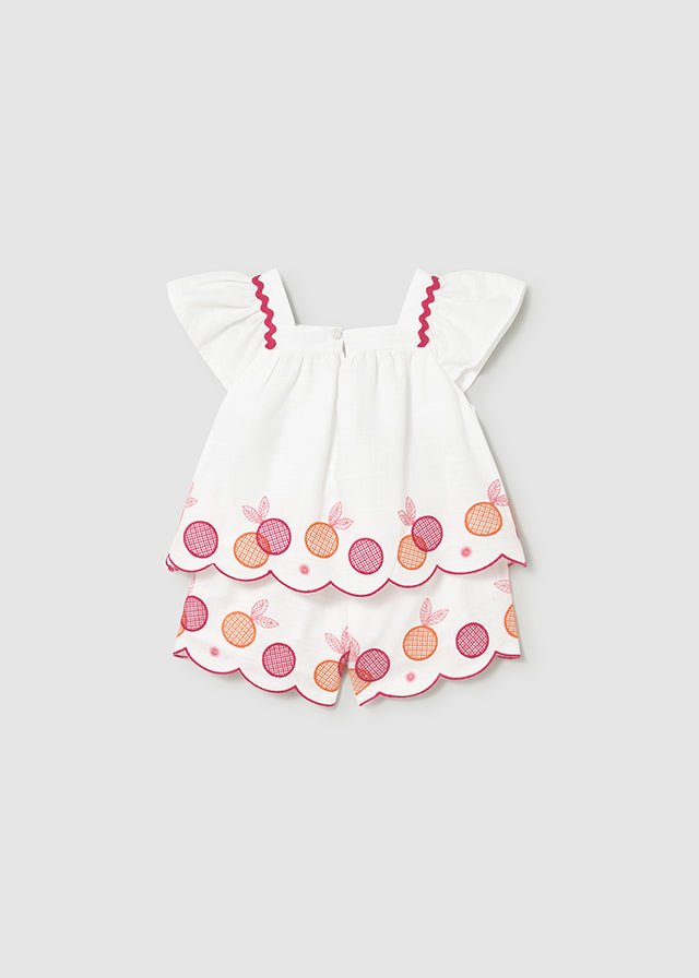 Completo Bermuda Ricamato Bianco 1214/81 corredino e abbigliamento neonato | NANU' BABY