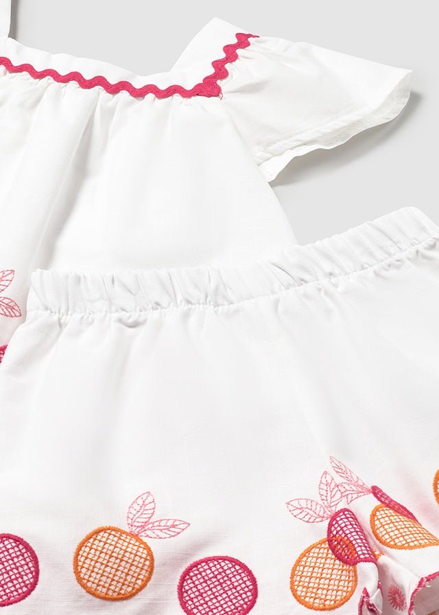 Completo Bermuda Ricamato Bianco 1214/81 corredino e abbigliamento neonato | NANU' BABY