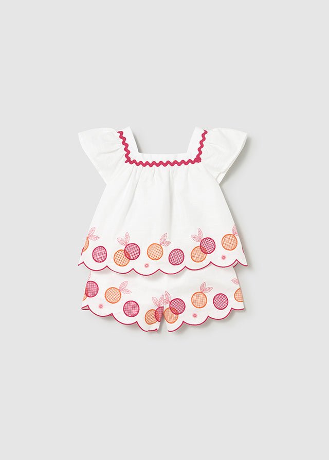 Completo Bermuda Ricamato Bianco 1214/81 corredino e abbigliamento neonato | NANU' BABY