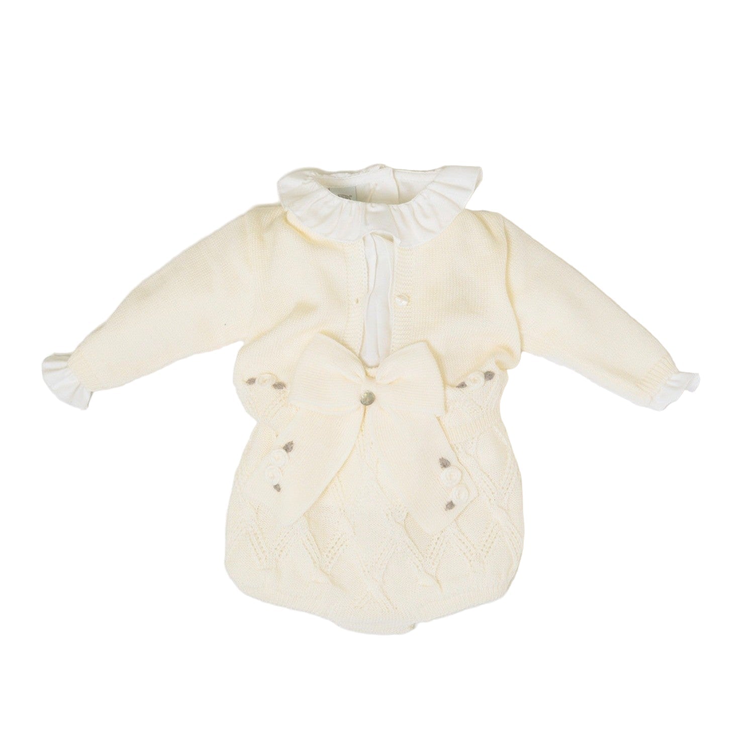 Completo Bimba Lana Vergine 100% Vaniglia Tortora IN2460/V corredino e abbigliamento neonato | NANU' BABY