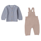 Completo Bimbo Cardigan Salopette Tricot 3F692/3825 corredino e abbigliamento neonato | NANU' BABY