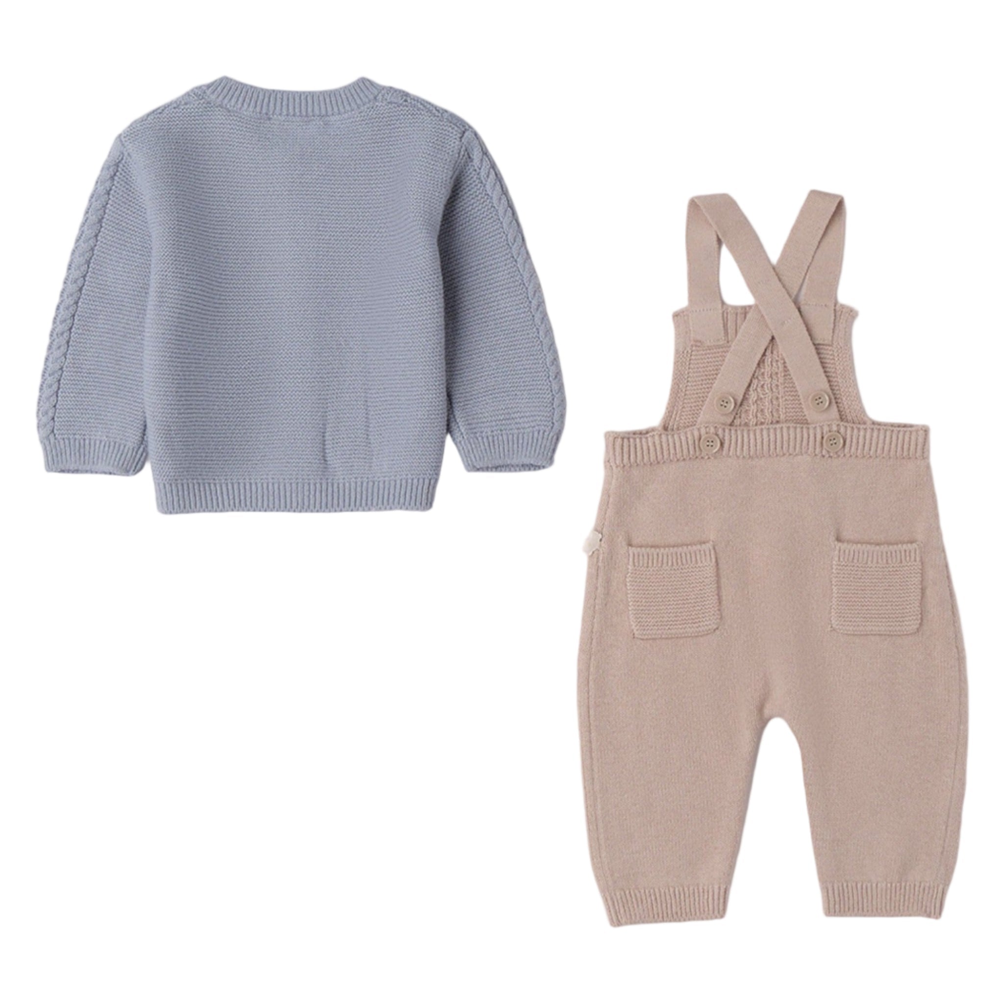 Completo Bimbo Cardigan Salopette Tricot 3F692/3825 corredino e abbigliamento neonato | NANU' BABY