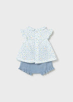 Completo Blusa Culotte Turchese 1288/54 corredino e abbigliamento neonato | NANU' BABY