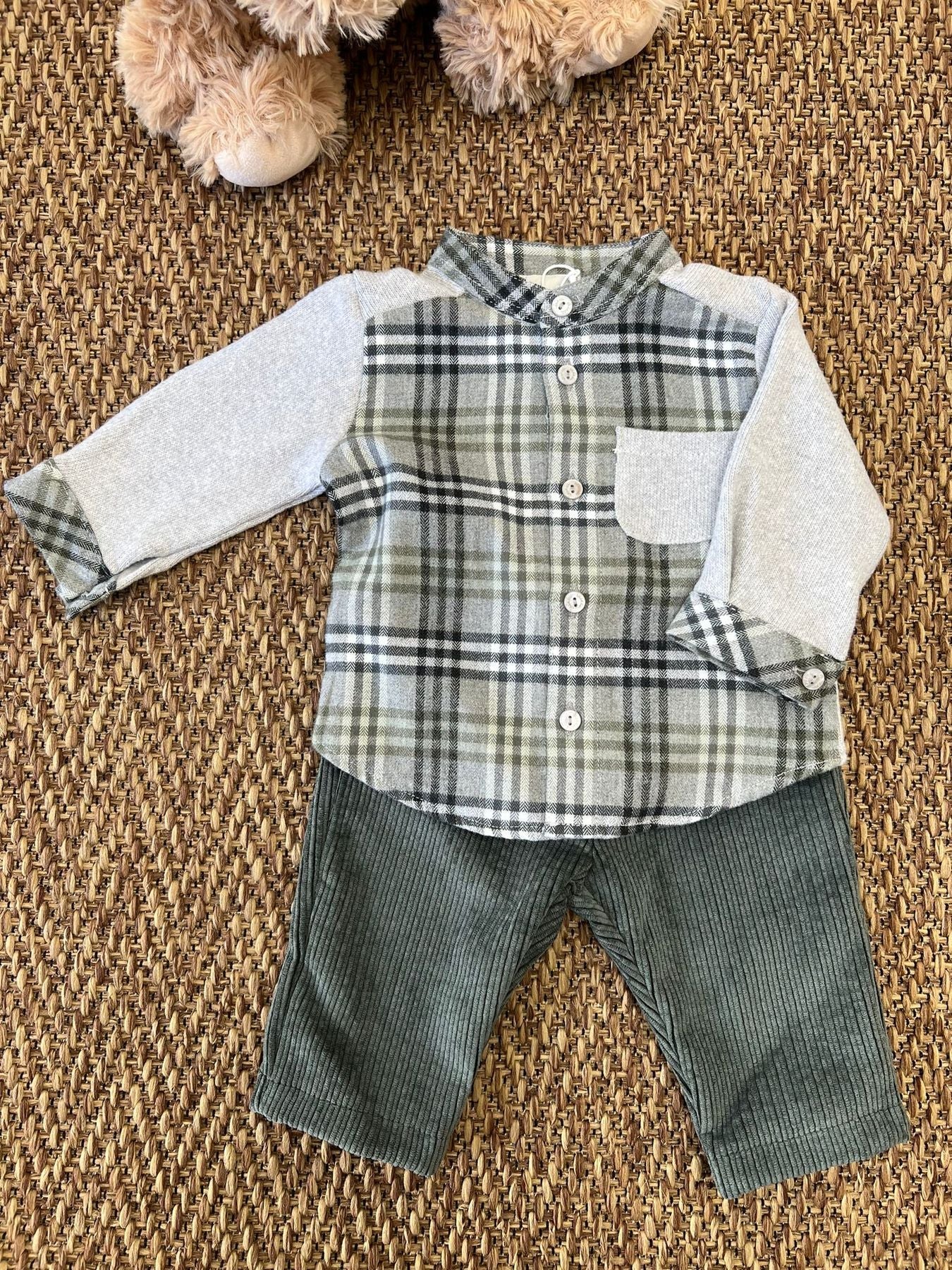 Completo Camicia e Pantalone in velluto Bimbo VERDE 4L - CTL4L corredino e abbigliamento neonato | NANU' BABY