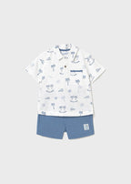 Completo Camicia Pantaloncino Azzurro 1657/35 corredino e abbigliamento neonato | NANU' BABY
