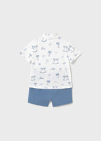 Completo Camicia Pantaloncino Azzurro 1657/35 corredino e abbigliamento neonato | NANU' BABY