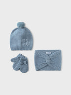 Completo cappello mutanda muffol CIELO 10019/46 corredino e abbigliamento neonato | NANU' BABY