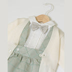 Completo Cerimonia Bimbo Giacchino Lana Panna Verde Bretelle Camicia IM21060 corredino e abbigliamento neonato | NANU' BABY