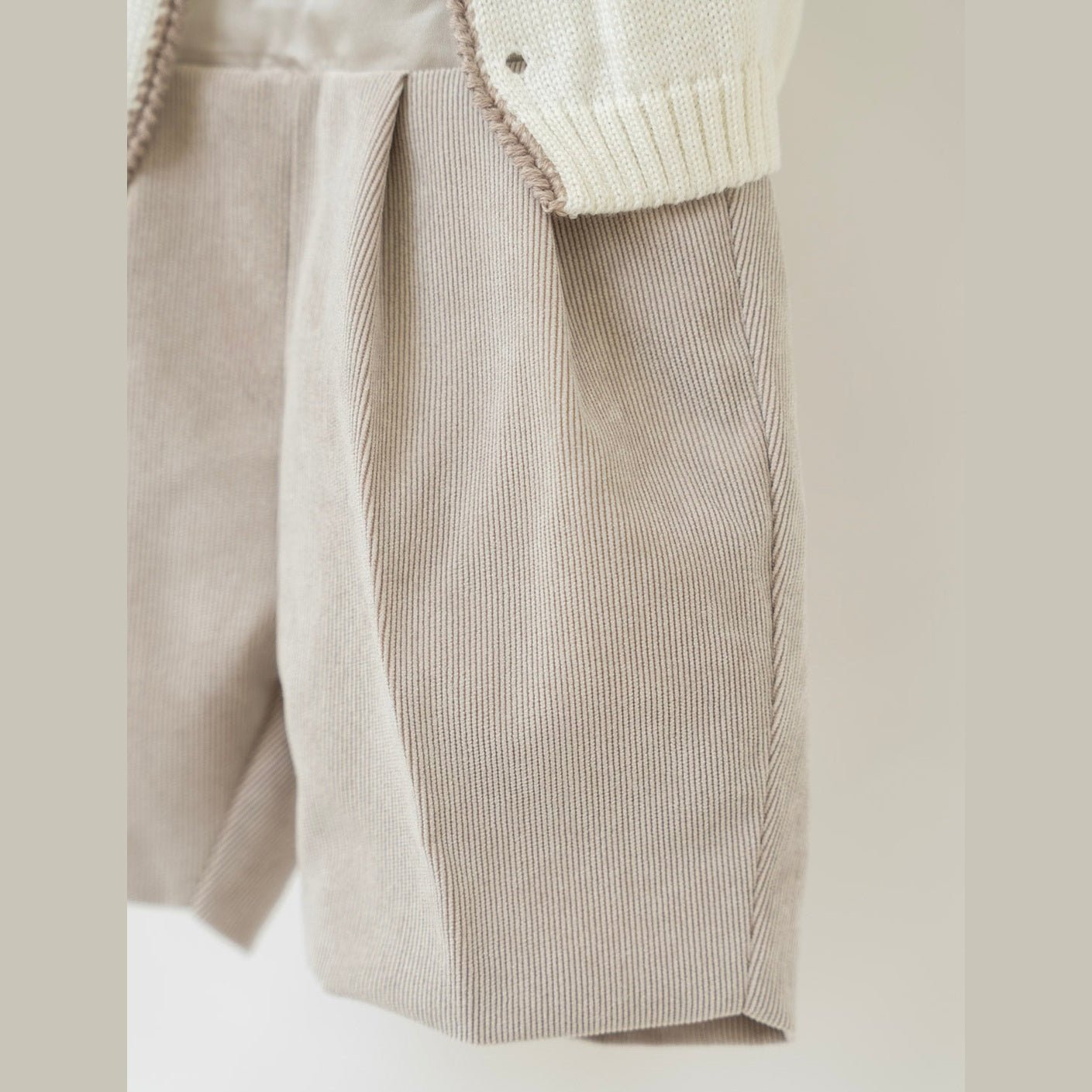 Completo Cerimonia Bimbo Giacchino Lana Vaniglia Pantalone Bretelle Camicia IM20360 corredino e abbigliamento neonato | NANU' BABY