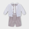 Completo Cerimonia Bimbo Giacchino Lana Vaniglia Pantalone Bretelle Camicia IM20360 corredino e abbigliamento neonato | NANU' BABY