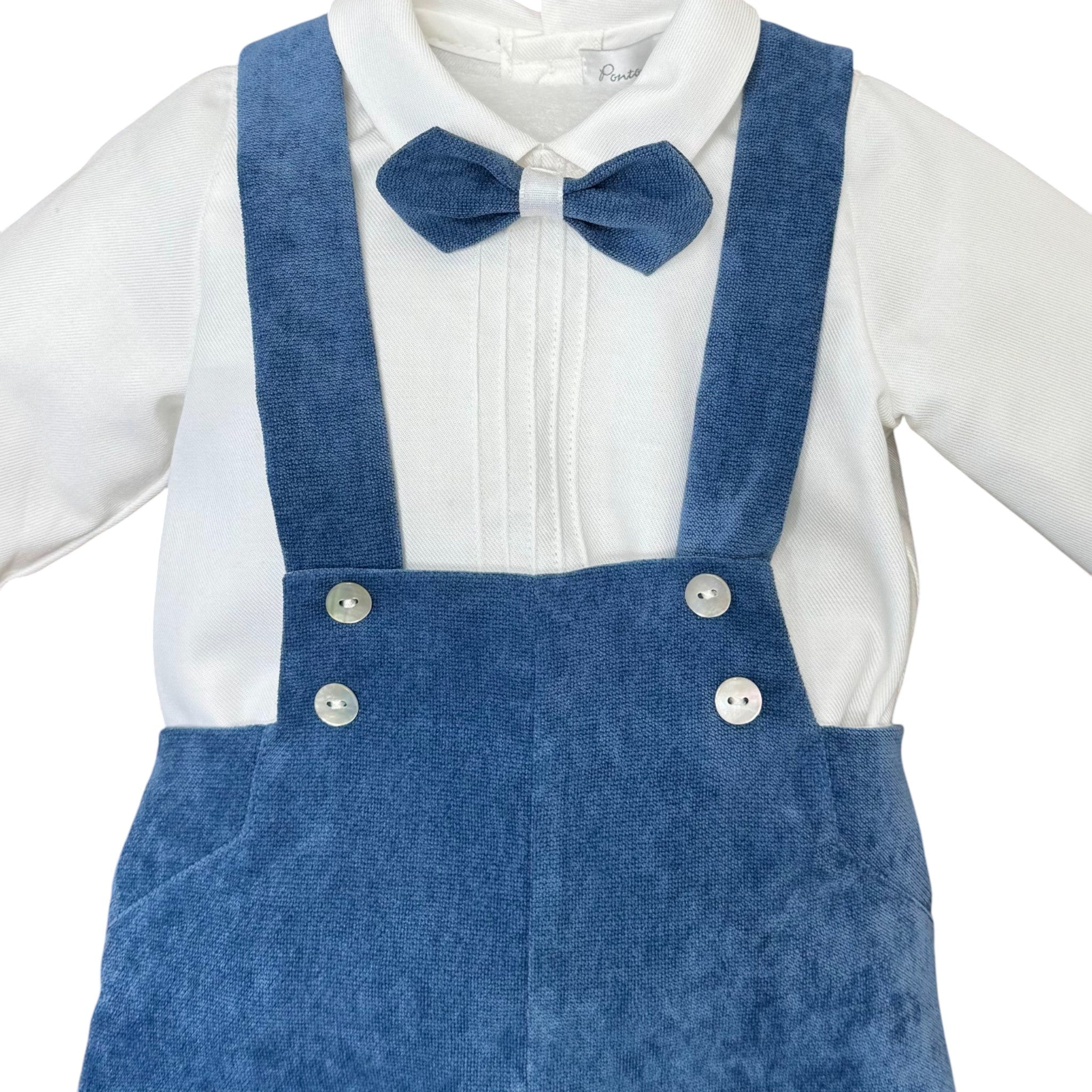 Completo Cerimonia Bimbo Misto Cotone Azzurro - PONTO POR PONTO 1/6417 - A corredino e abbigliamento neonato | NANU' BABY