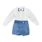 Completo Cerimonia Bimbo Misto Cotone Azzurro - PONTO POR PONTO 1/6421 - A corredino e abbigliamento neonato | NANU' BABY