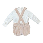 Completo Cerimonia Bimbo Misto Cotone Beige - PONTO POR PONTO 1/6417 - B corredino e abbigliamento neonato | NANU' BABY
