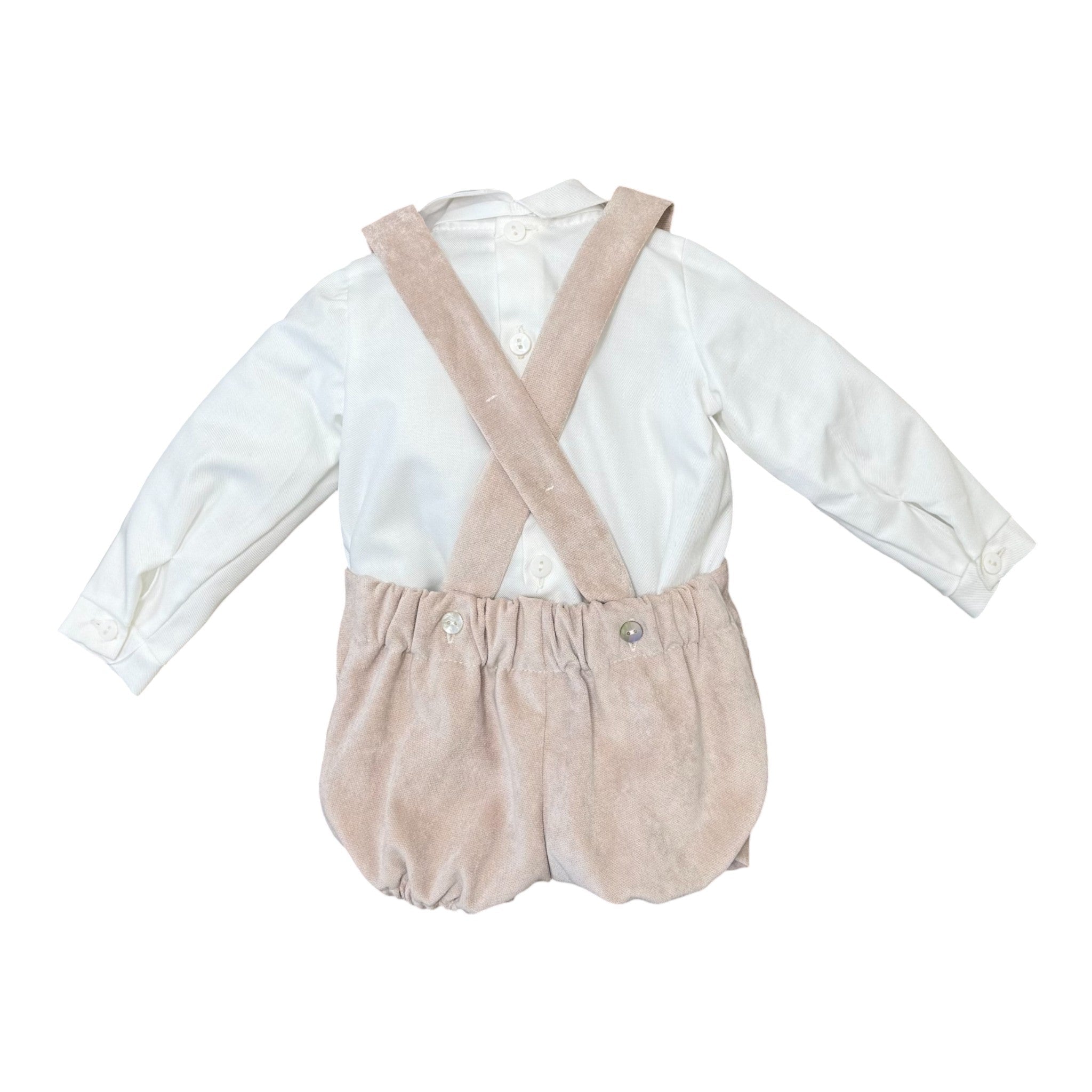 Completo Cerimonia Bimbo Misto Cotone Beige - PONTO POR PONTO 1/6417 - B corredino e abbigliamento neonato | NANU' BABY