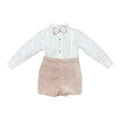 Completo Cerimonia Bimbo Misto Cotone Beige - PONTO POR PONTO 1/6421 - B corredino e abbigliamento neonato | NANU' BABY