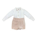 Completo Cerimonia Bimbo Misto Cotone Beige - PONTO POR PONTO 1/6421 - B corredino e abbigliamento neonato | NANU' BABY