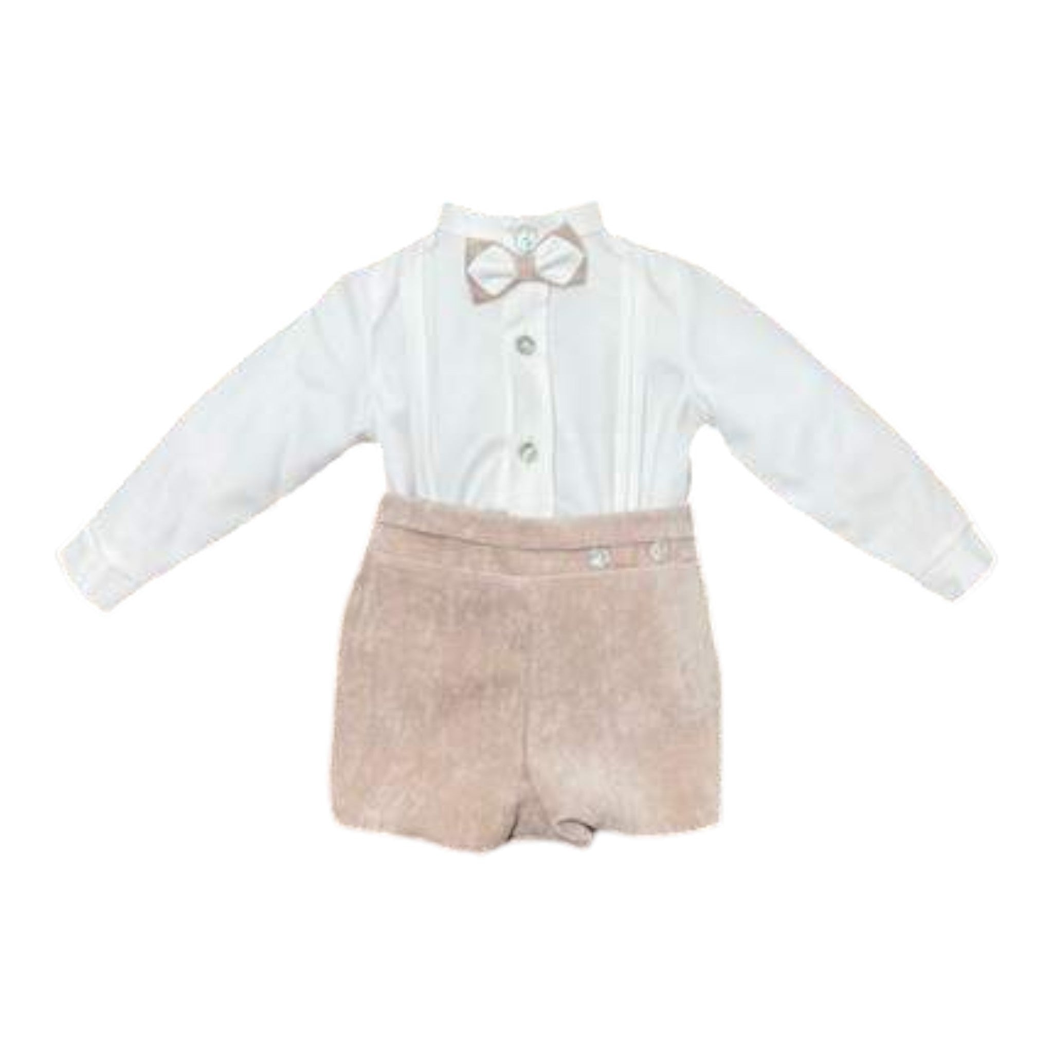 Completo Cerimonia Bimbo Misto Cotone Beige - PONTO POR PONTO 1/6421 - B corredino e abbigliamento neonato | NANU' BABY