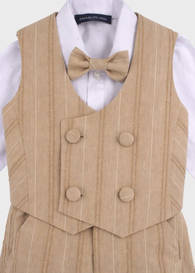 Completo Cerimonia Gilet Bermuda Marrone corredino e abbigliamento neonato | NANU' BABY