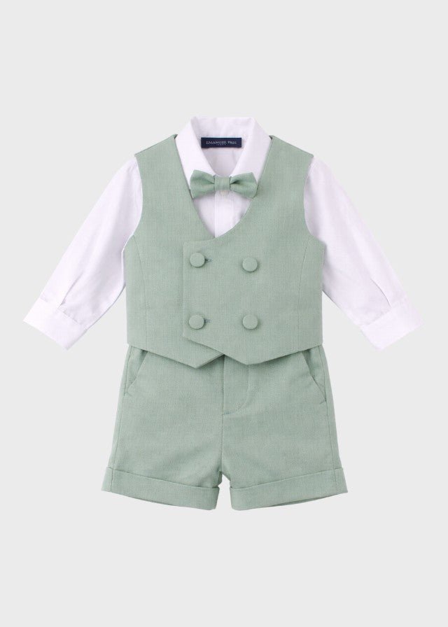 Completo Cerimonia Gilet Bermuda Verde Salvia corredino e abbigliamento neonato | NANU' BABY