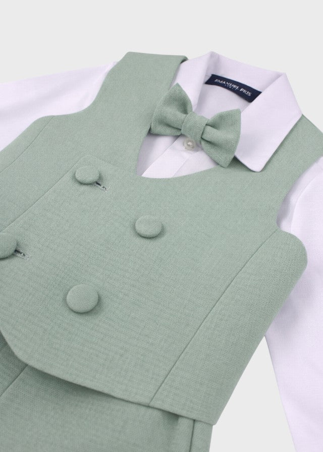 Completo Cerimonia Gilet Bermuda Verde Salvia corredino e abbigliamento neonato | NANU' BABY