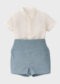Completo Cerimonia Lino Azzurro 39826/A corredino e abbigliamento neonato | NANU' BABY
