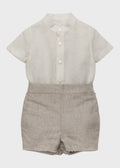 Completo Cerimonia Lino Beige 39826 corredino e abbigliamento neonato | NANU' BABY